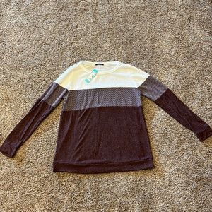 Pink Clover Macy Mixed Material Colorback Knot Top Purple-Large